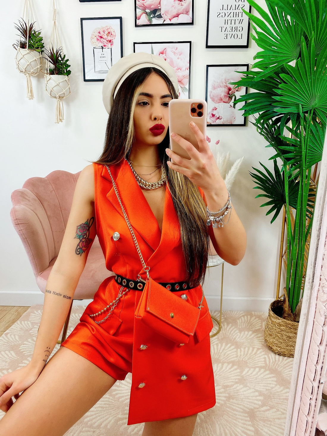 Tutina a Blazer con borsetta arancio - R.a. Boutique 