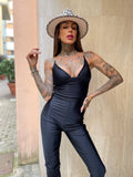 Tuta nera aderente spalline catena - R.a. Boutique 