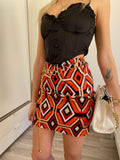 Gonna geometrica arancio nero - R.a. Boutique 