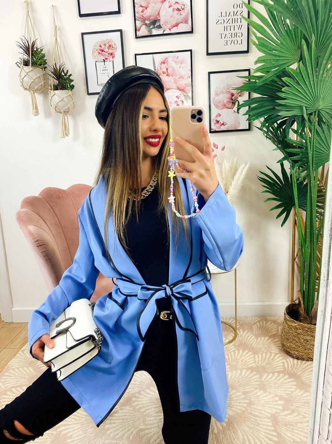 Giacca con cintura celeste - R.a. Boutique 