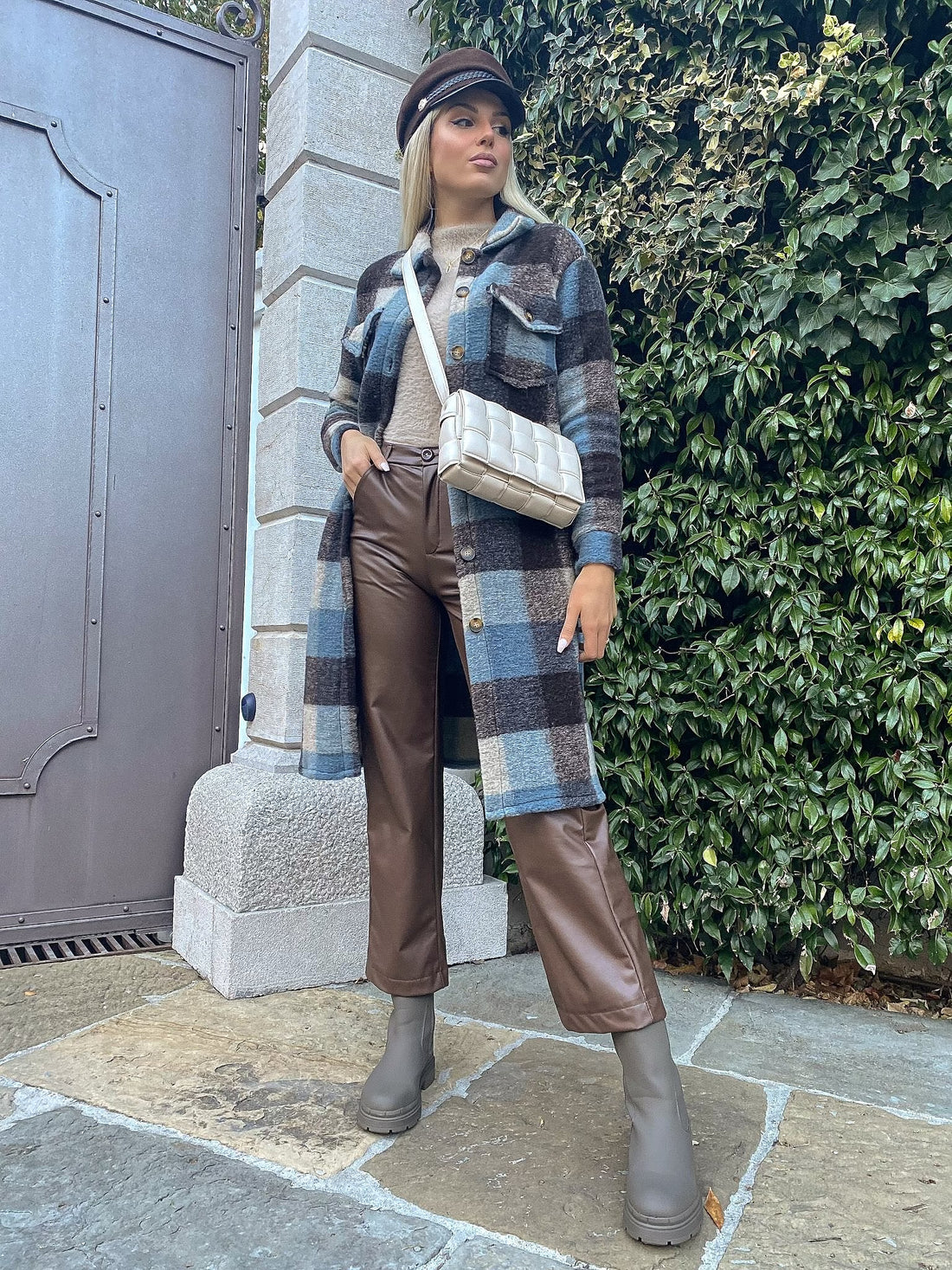 Maxi camicione a quadri nero e celeste - R.a. Boutique 