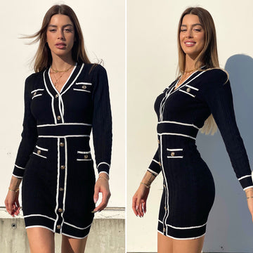 Abito in maglia nero e bianco - R.a. Boutique 