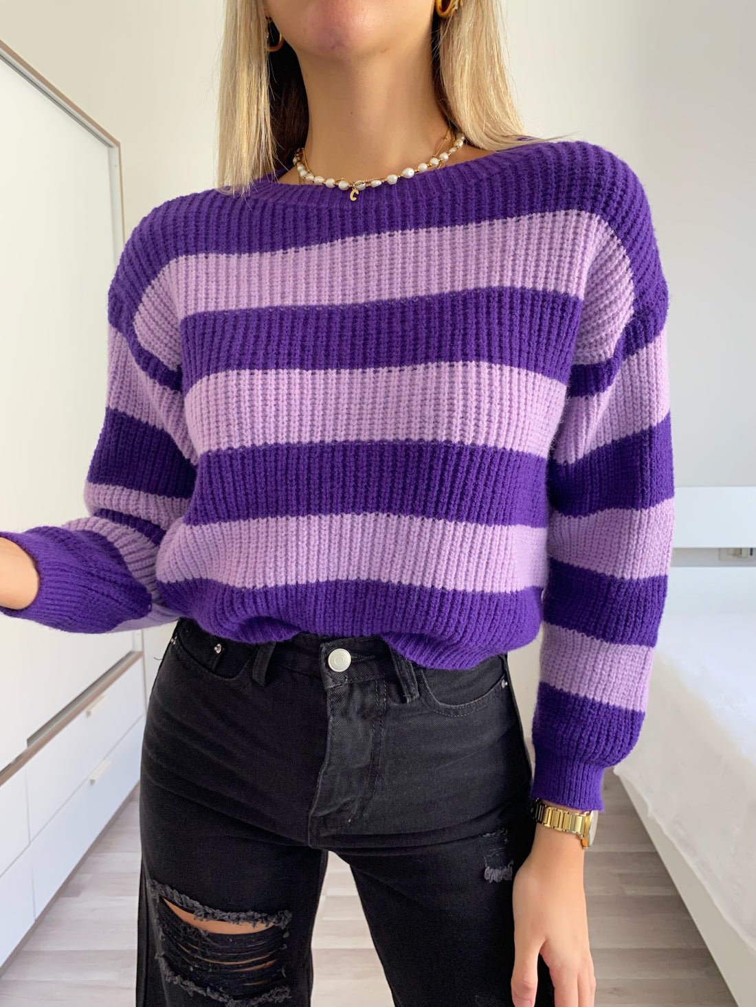 Maglione a righe lilla viola - R.a. Boutique 