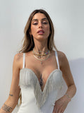 Abito bustier bianco con frange - R.a. Boutique 