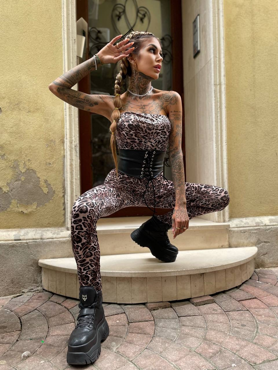 Tuta lunga aderente animalier - R.a. Boutique 