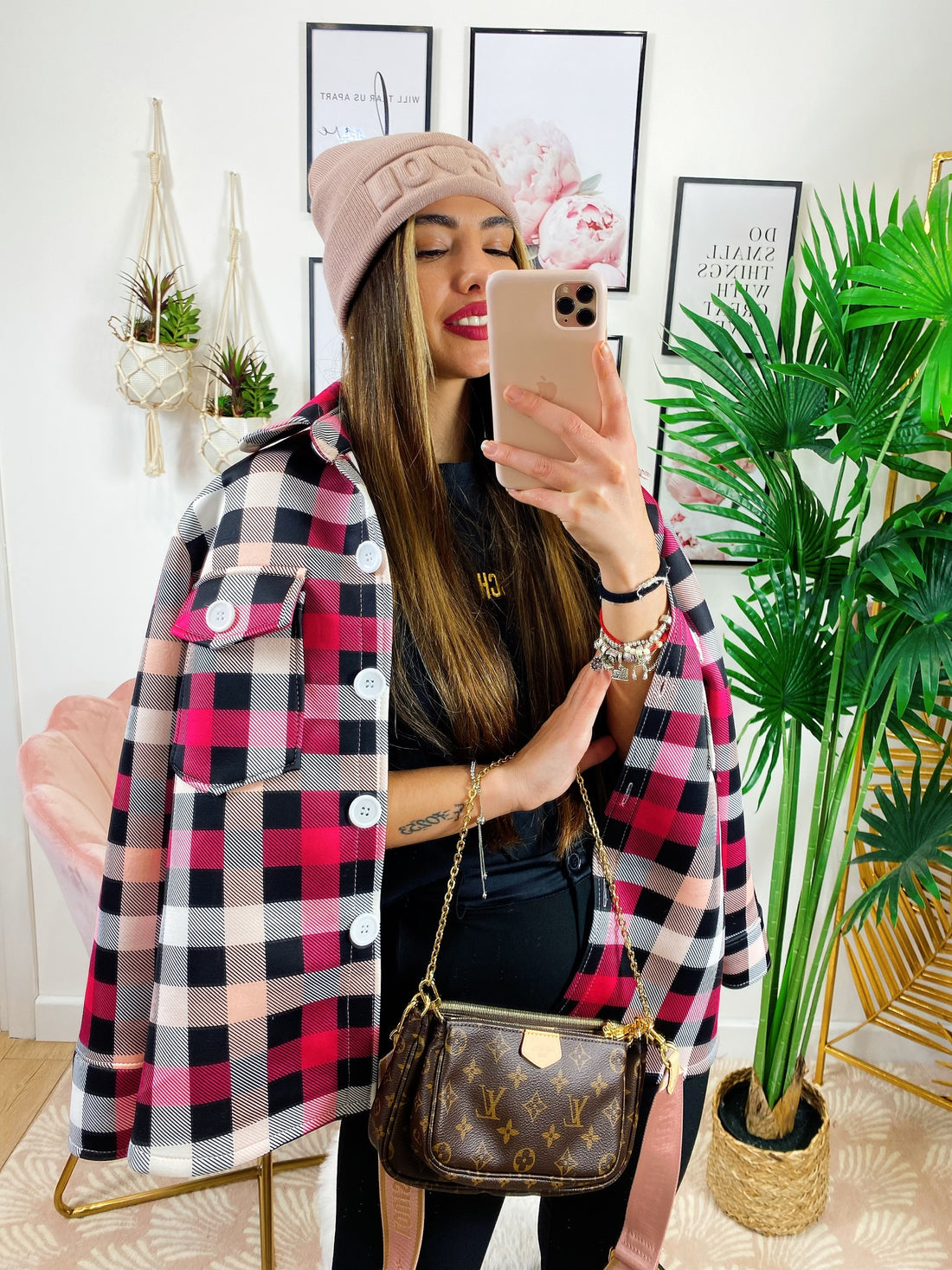 Giacca a quadri nera e fucsia - R.a. Boutique 