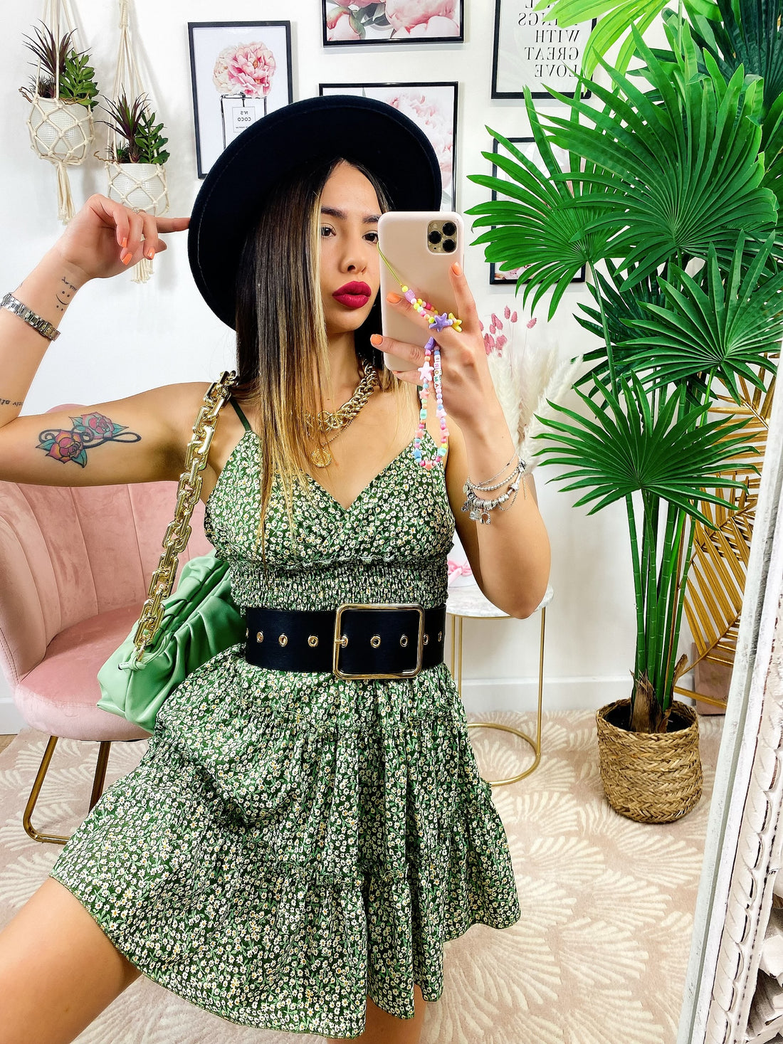 Abito verde con margherite - R.a. Boutique 