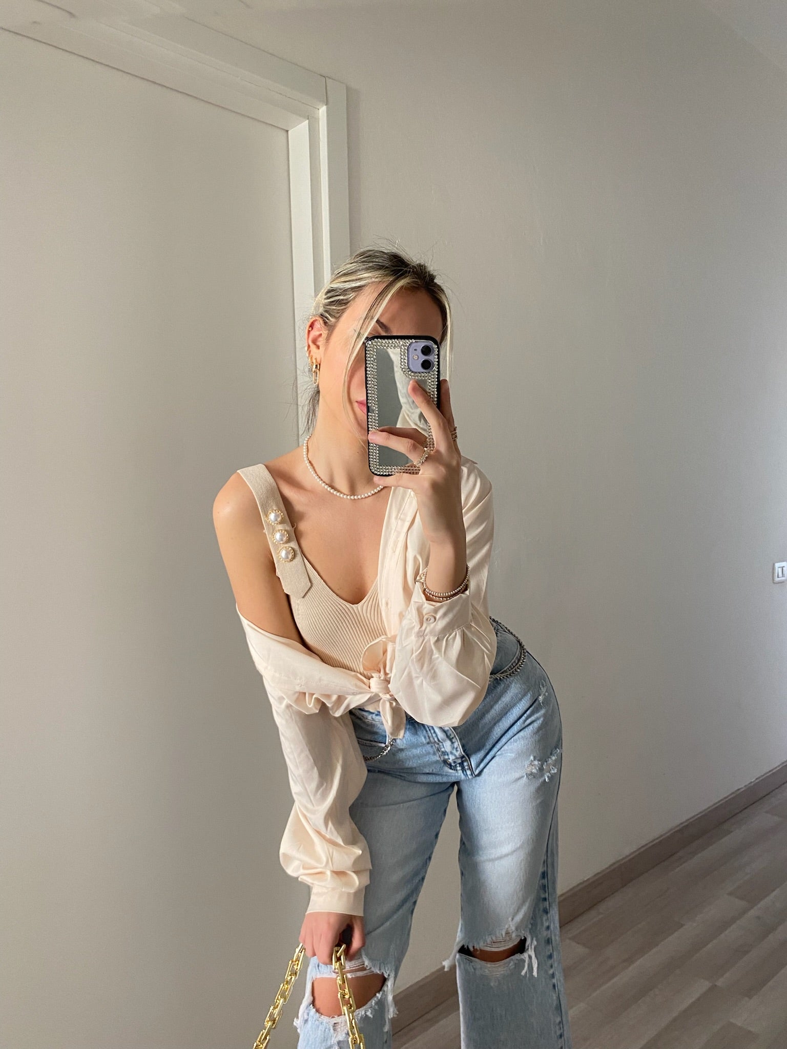 Top più camicia beige - R.a. Boutique 