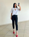 T-shirt bianca con cuore e strass - R.a. Boutique 