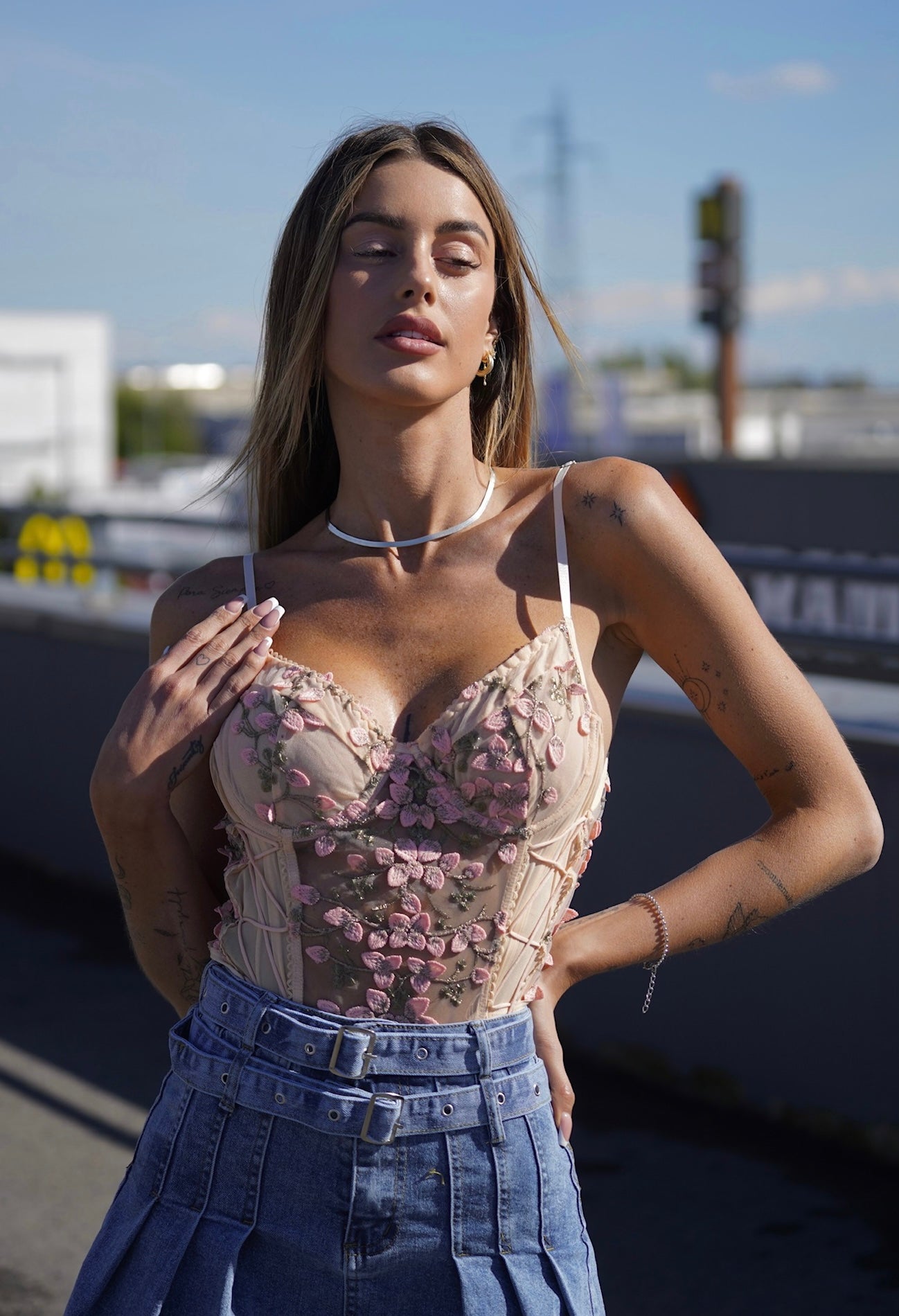 Body rosa con fiori - R.a. Boutique 