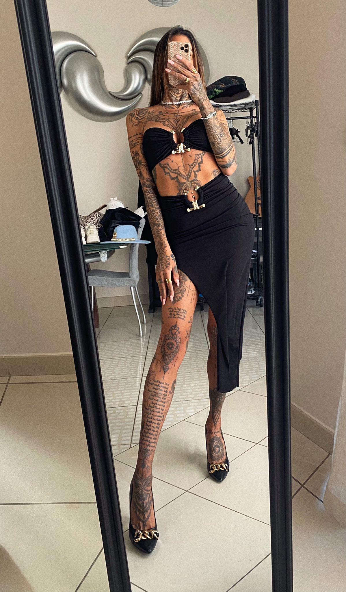 Completo top e gonna dettaglio oro - R.a. Boutique 