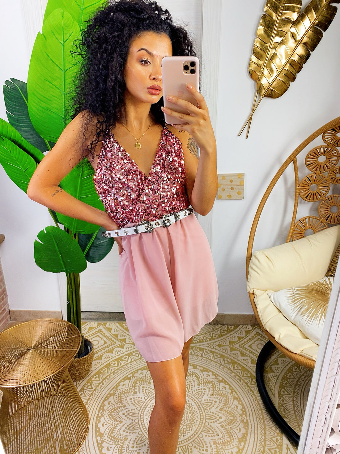 Tutina con paillettes rosa - R.a. Boutique 