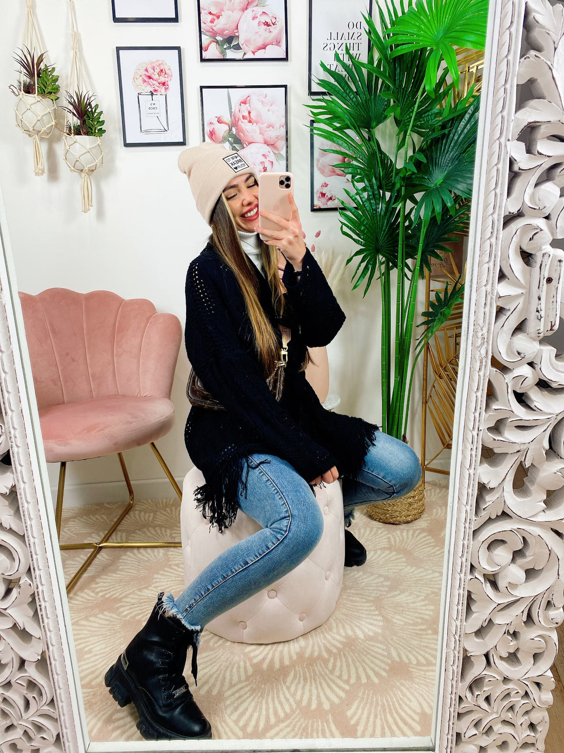 Cardigan sfrangiato nero - R.a. Boutique 