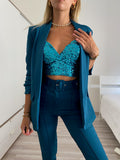 Top con paillettes petrolio - R.a. Boutique 