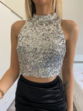 Top silver con paillettes - R.a. Boutique 