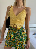 Top in pizzo giallo con pizzo - R.a. Boutique 