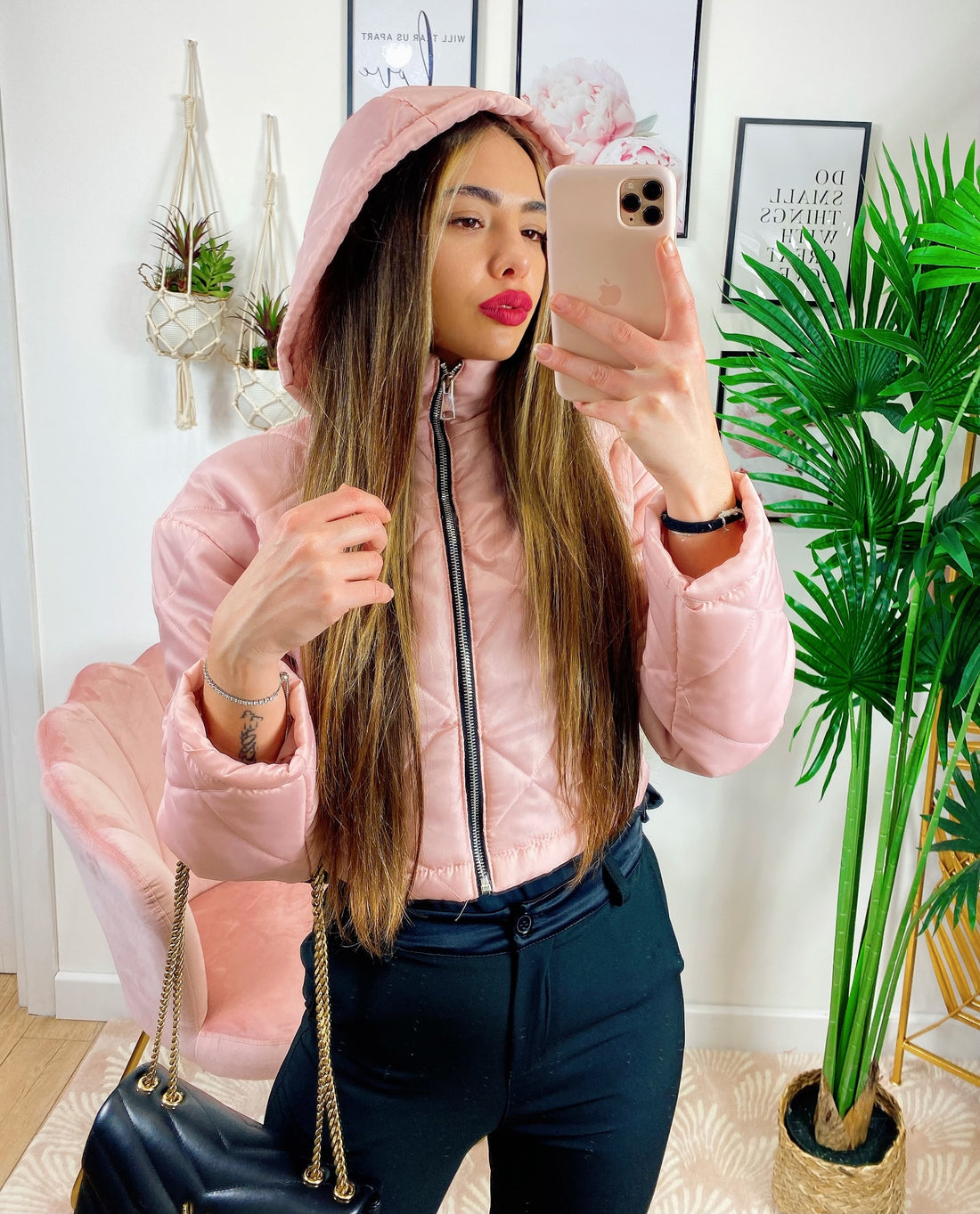 Bomber crop a rombi Rosa - R.a. Boutique 