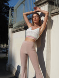 Pantalone a zampa beige - R.a. Boutique 