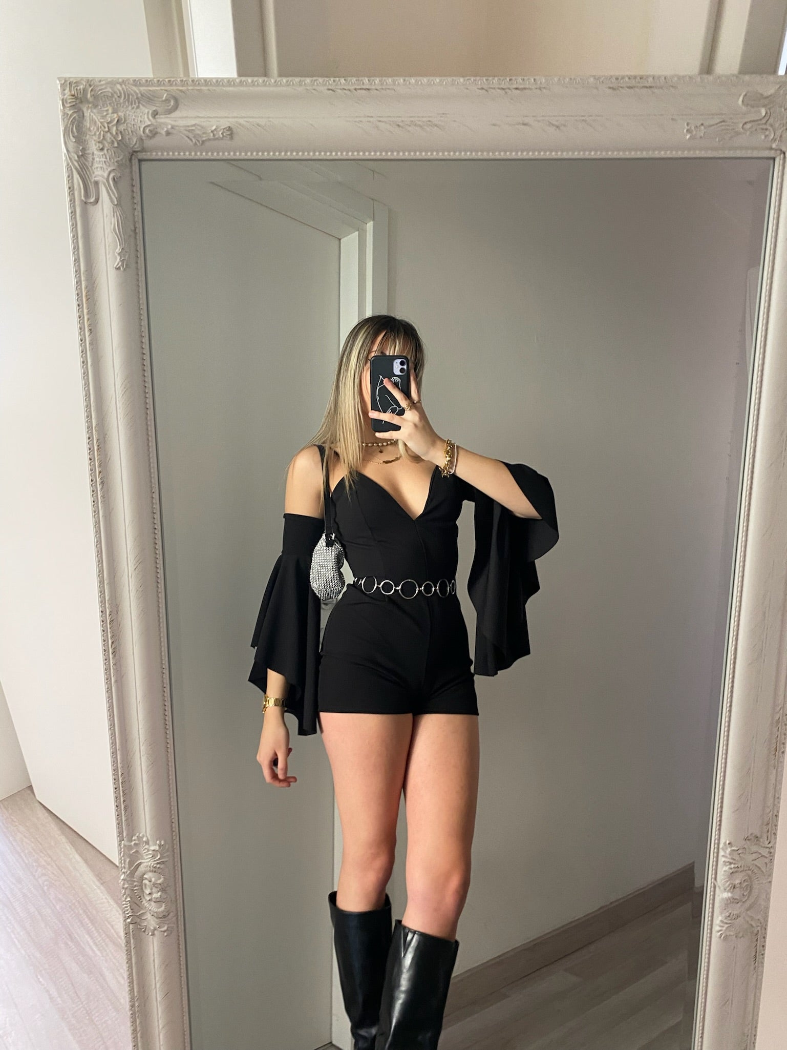 Tutina nera maniche a tulipano - R.a. Boutique 