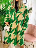 Cappotto pied de poule dettaglio verde - R.a. Boutique 