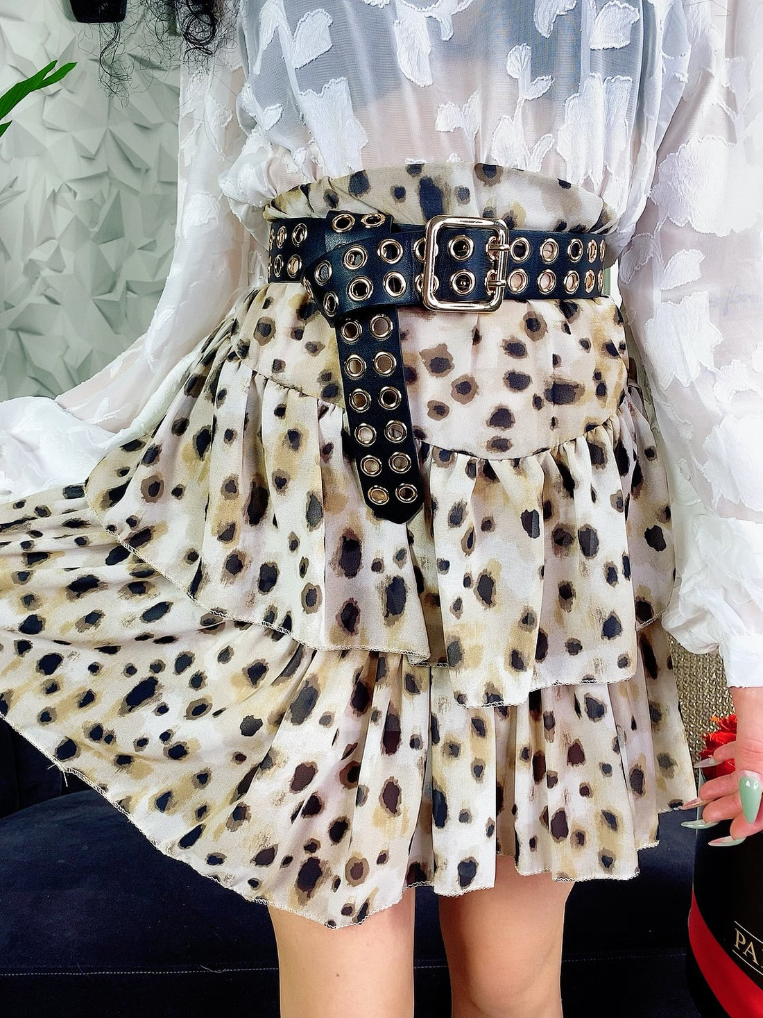 Gonna a balze leopardata chiara - R.a. Boutique 