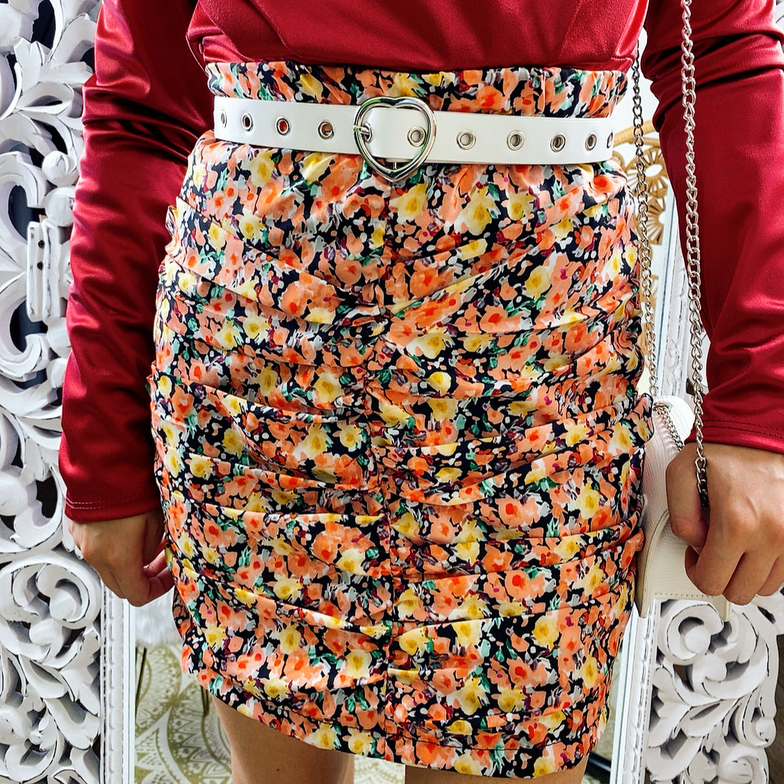 Gonna a fiori arancio - R.a. Boutique 