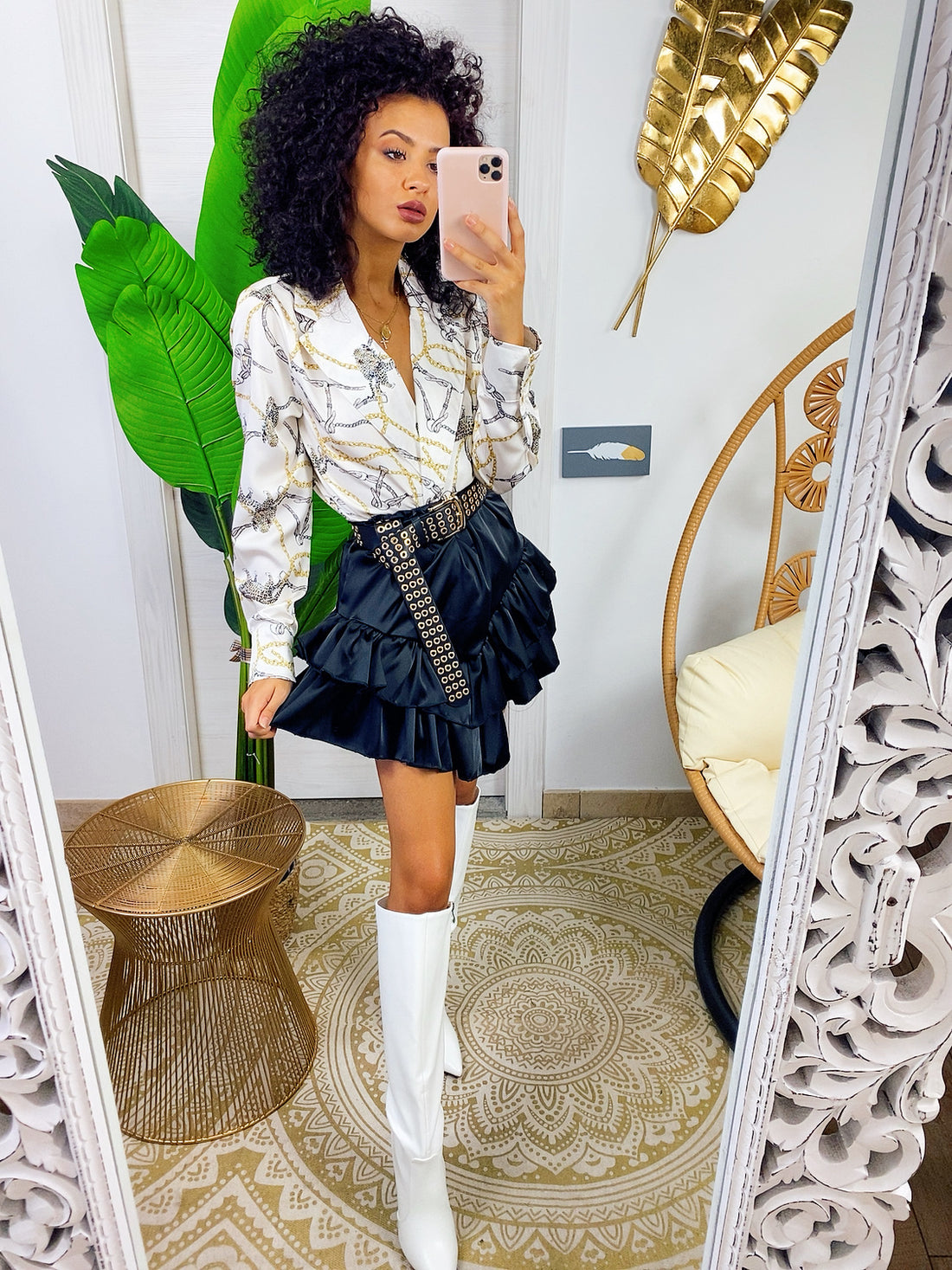 Gonna con balza nera asimmetrica - R.a. Boutique 