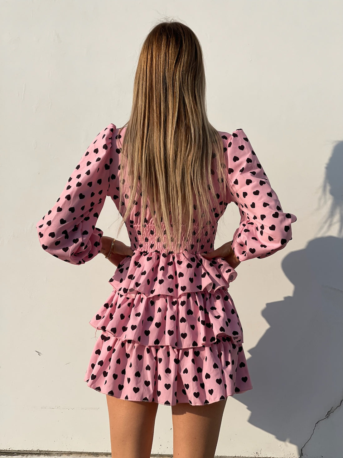 Abito a balze con cuori rosa - R.a. Boutique 