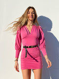 Abito con drappeggio rosa barbie - R.a. Boutique 