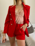 Completo giacca con bottoni e short rosso - R.a. Boutique 
