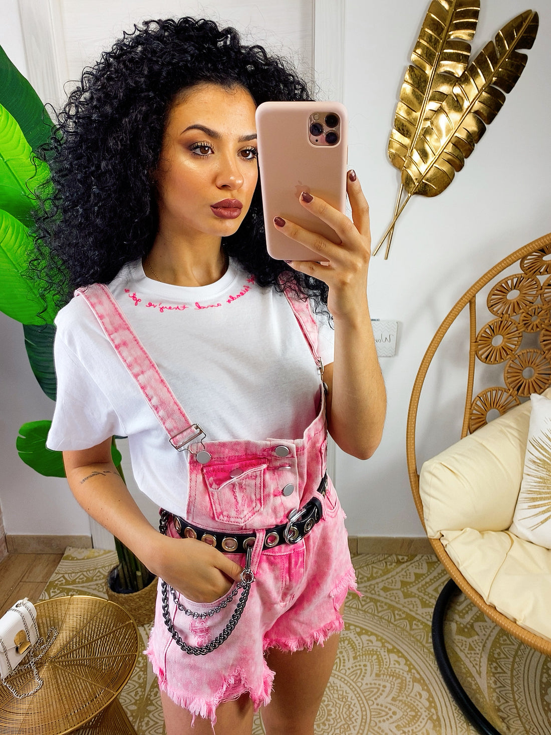 T-shirt Con scritta Fuxia - R.a. Boutique 