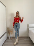 Cardigan rosso con cuori - R.a. Boutique 