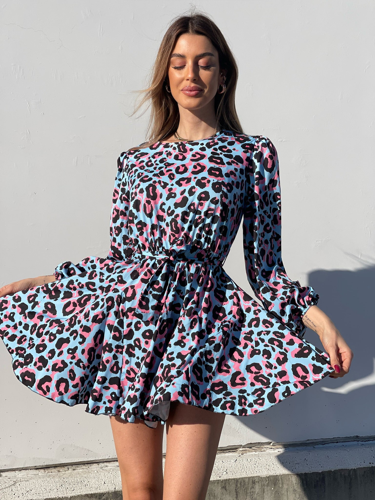 Abito maculato celeste e rosa - R.a. Boutique 