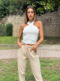 Top con incrocio sul collo bianco - R.a. Boutique 