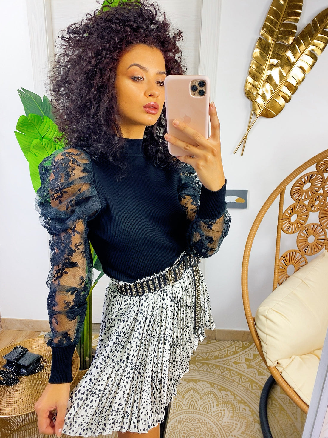 Maglioncino con manica bombata  in pizzo - R.a. Boutique 