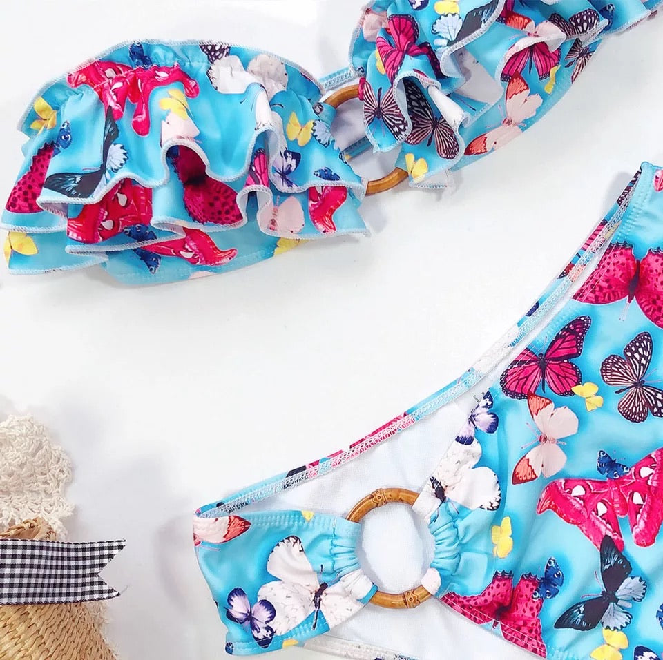 Bikini con farfalle celeste - R.a. Boutique 