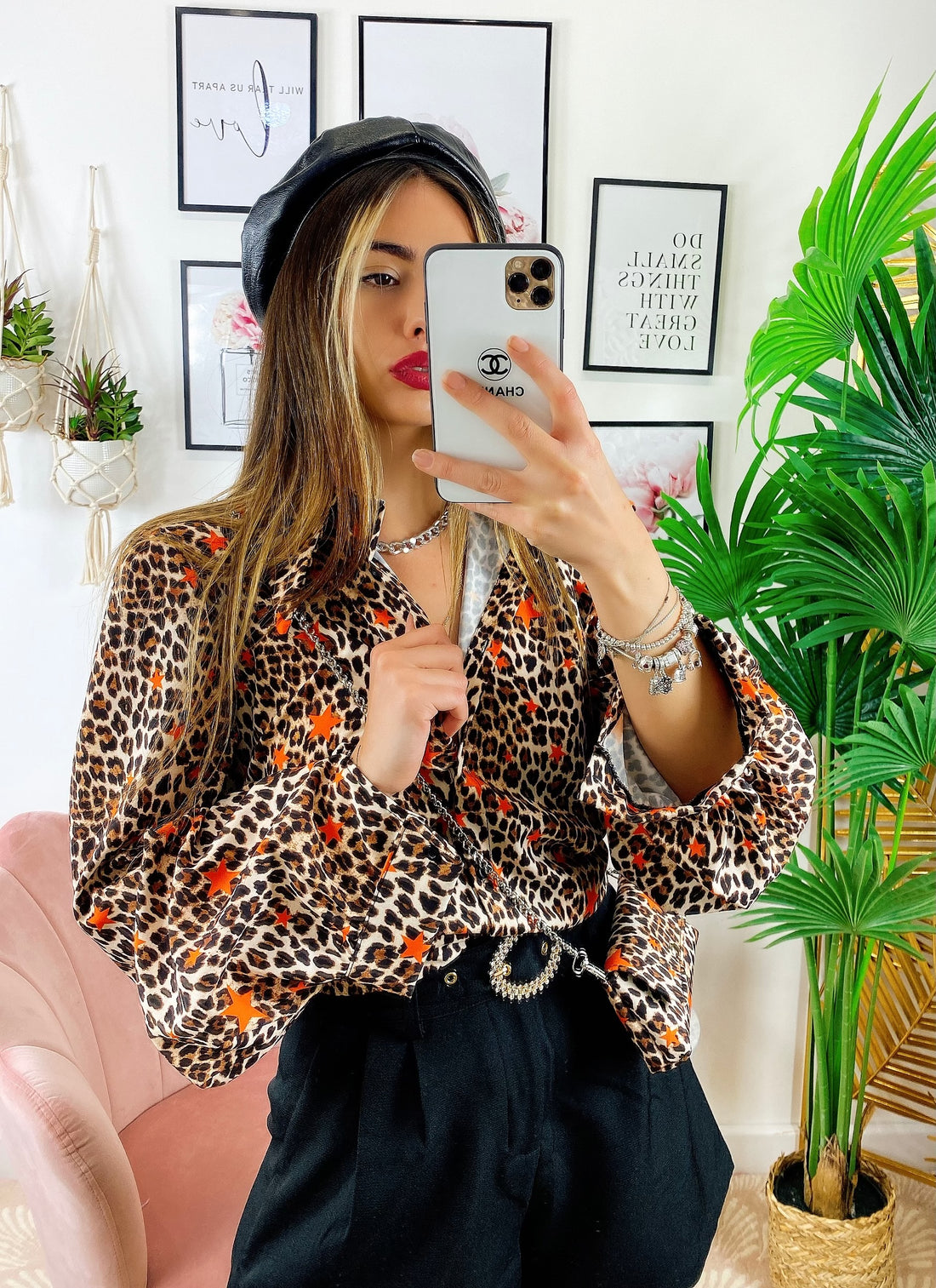 Camicetta maculata con stelle arancione borsetta - R.a. Boutique 