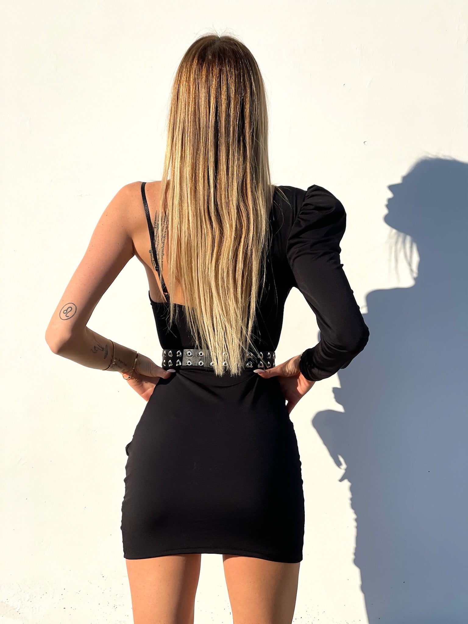 Abito con monospalla bombata nero - R.a. Boutique 