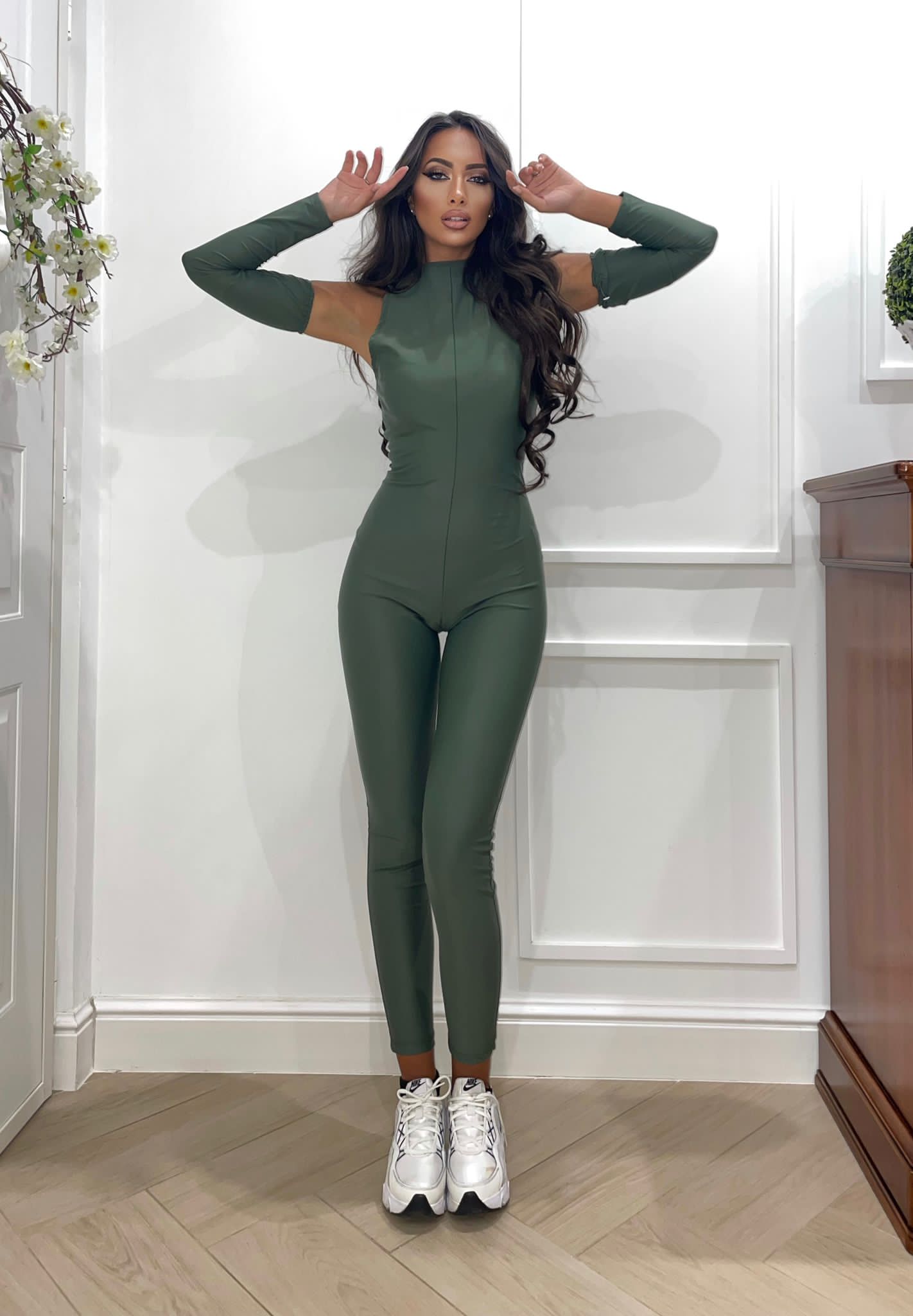 Tuta sportiva con manicotti verde militare - R.a. Boutique 