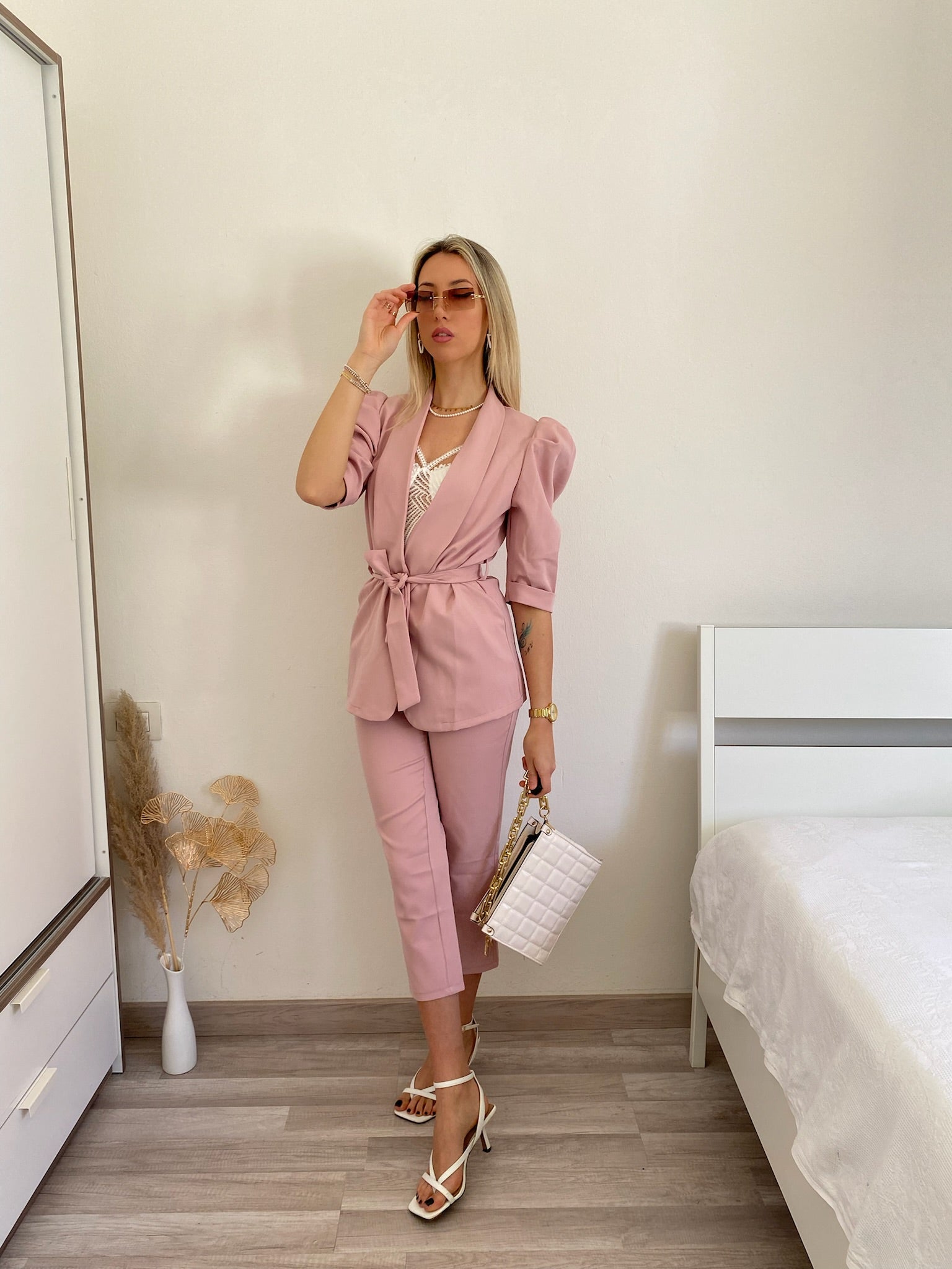 Completo giacca e pantalone cipria - R.a. Boutique 