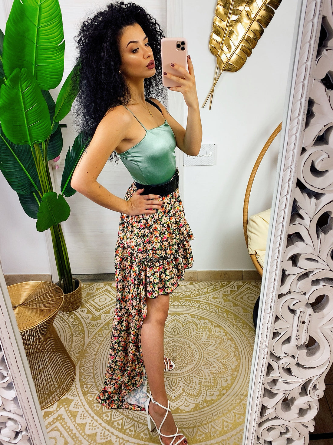 Maxi gonna con fiori corta davanti - R.a. Boutique 