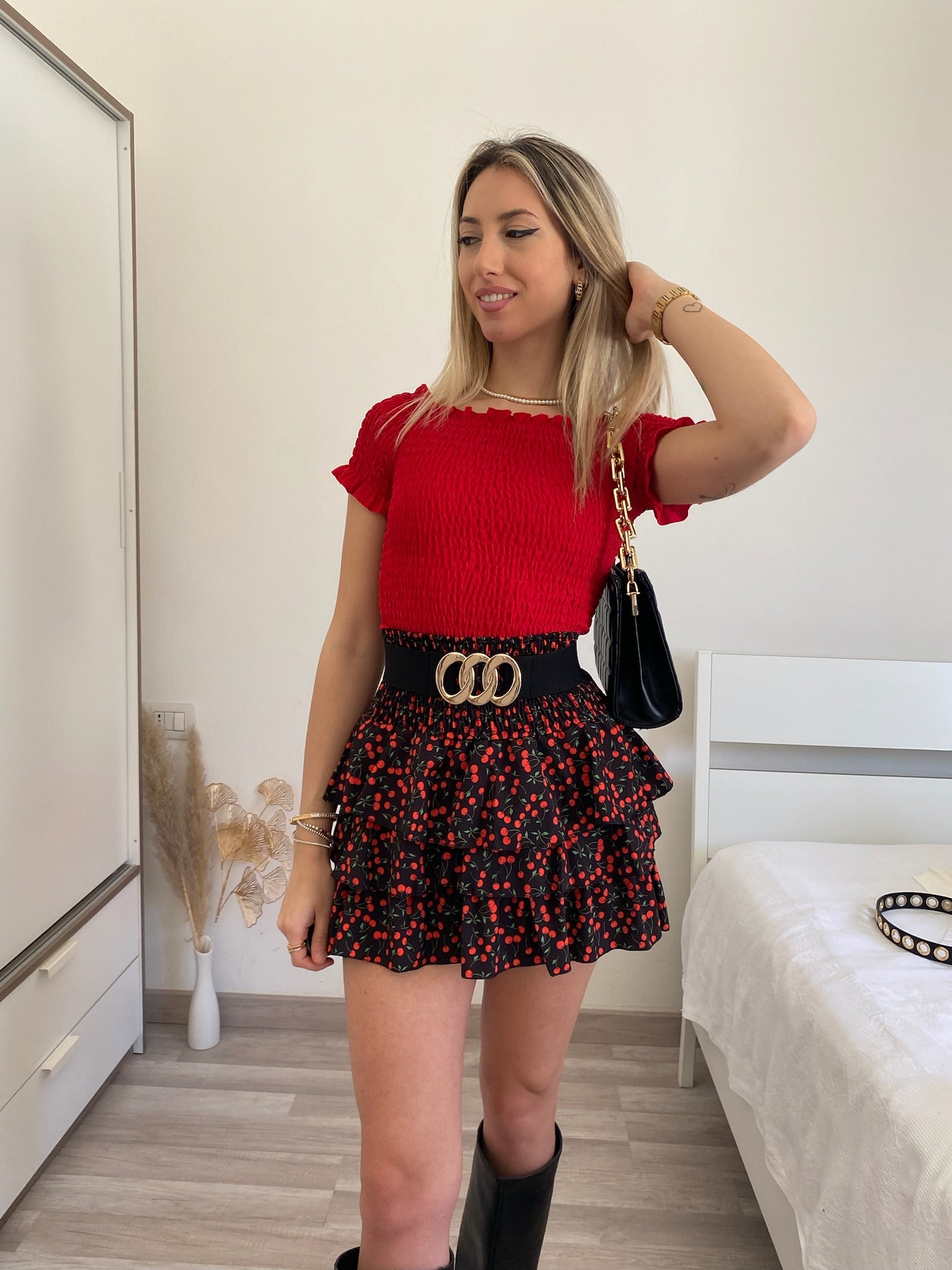 Top plissettano rosso - R.a. Boutique 