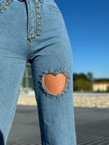 Jeans con strass e cuore - R.a. Boutique 