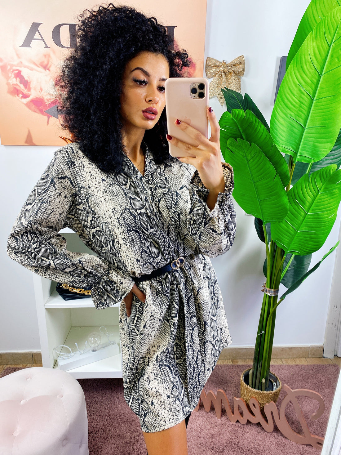 Camicione pitonato con cintura - R.a. Boutique 