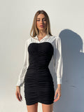 Abito arricciato nero con camicia - R.a. Boutique 