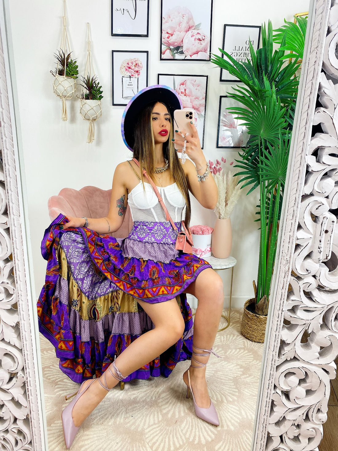 Gonna asimmetrica sfumature viola - R.a. Boutique 