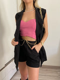 Completo gilet e short nero - R.a. Boutique 