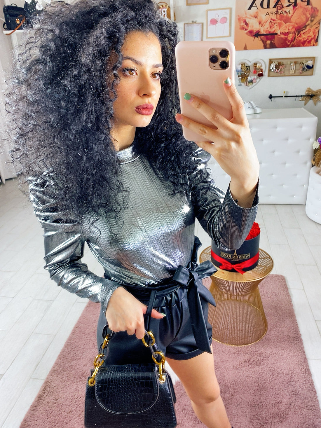 Blusa metal con rouge manica bombata - R.a. Boutique 