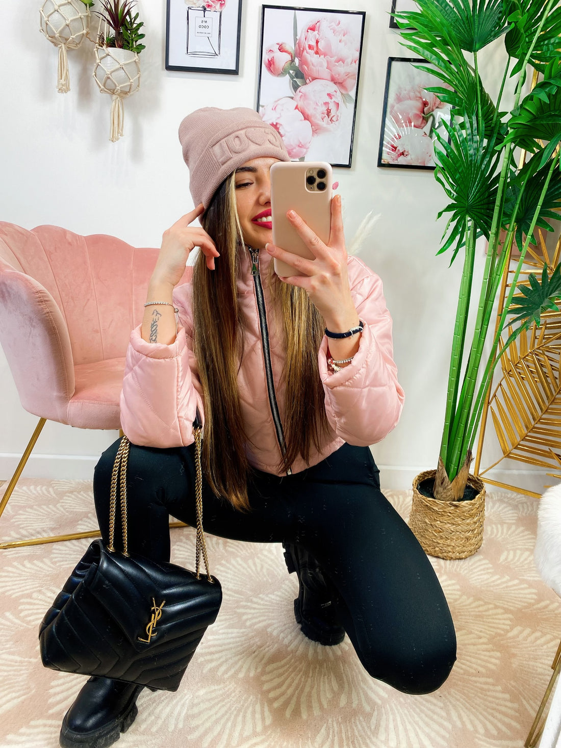 Bomber crop a rombi Rosa - R.a. Boutique 