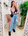 Jeans boyfriend zampa larga con maxi spacchi - R.a. Boutique 